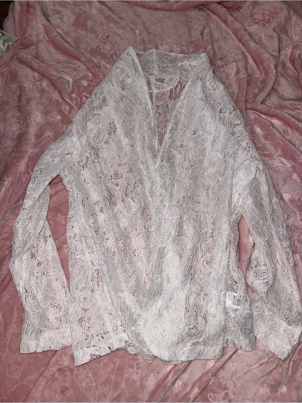 SHEIN White Lace Open-Front Cardigan